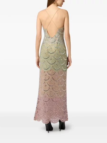 Rochie Philipp Plein cu mărgele lungă de costum verde
