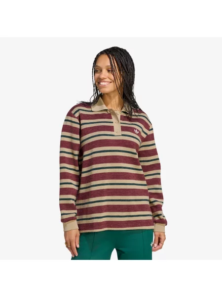 Tricou polo Adidas Originals cu dungi tricotate roșu