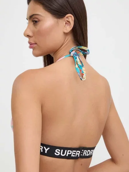 Sutien triunghi Superdry cu autograf albastru