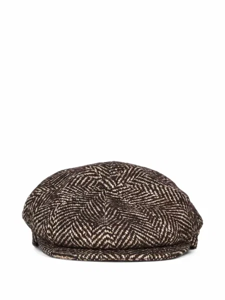 Căciulă Tagliatore fără toc cu model herringbone maro