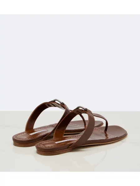 Chiloți tanga Manolo Blahnik din piele maro