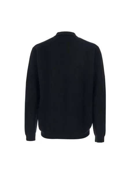 Koszulka polo Low Brand wełniana czarna