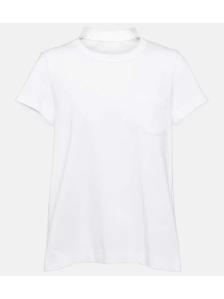 Tricou Sacai din jerseu plisat alb