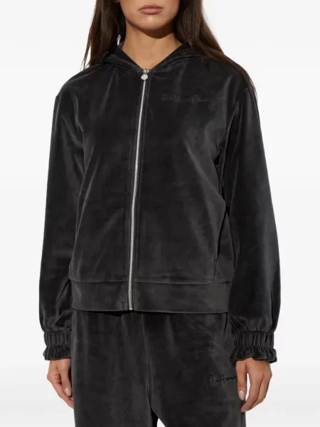 Βελούδινο hoodie Ea7 Emporio Armani γκρι