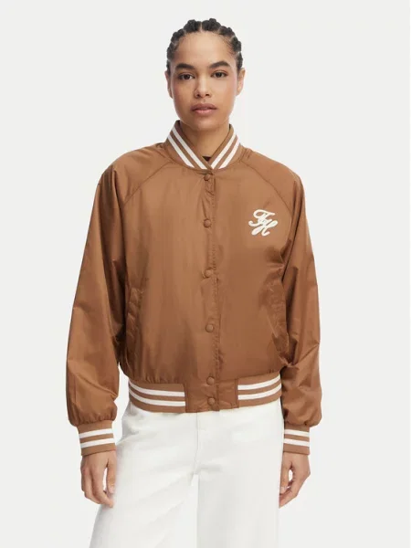 Tommy Hilfiger Bomber jakna Logo Appliqué Svetlo rjava