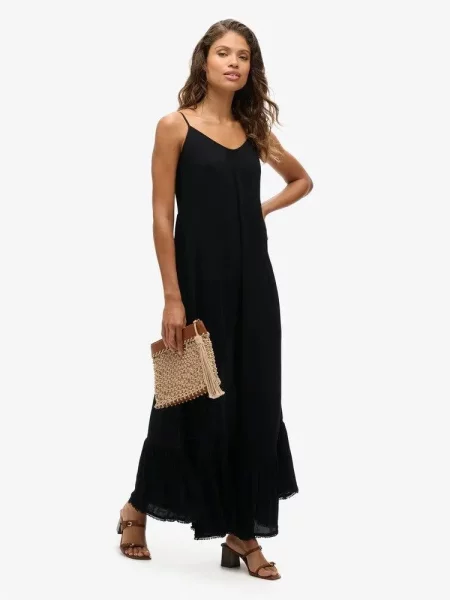 Superdry Sukienka Maxi Beach Cami z – Black czarna