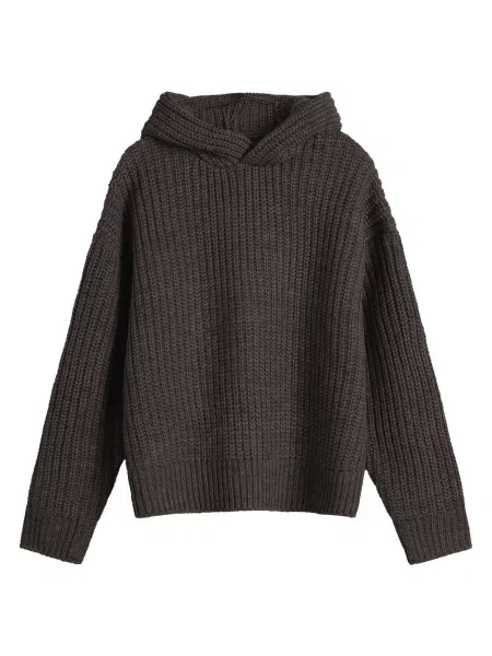 Dzianinowa bluza z kapturem Mki w kolorze melanż chunky szara