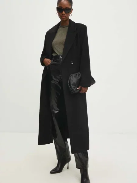 Answear Lab palton de lana de tranzitie cu doua randuri de negru