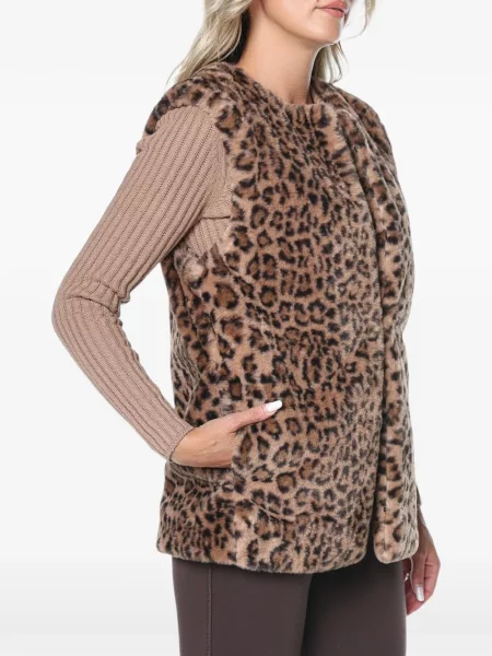 Vestă Dkny cu imagine cu model leopard cu blană maro