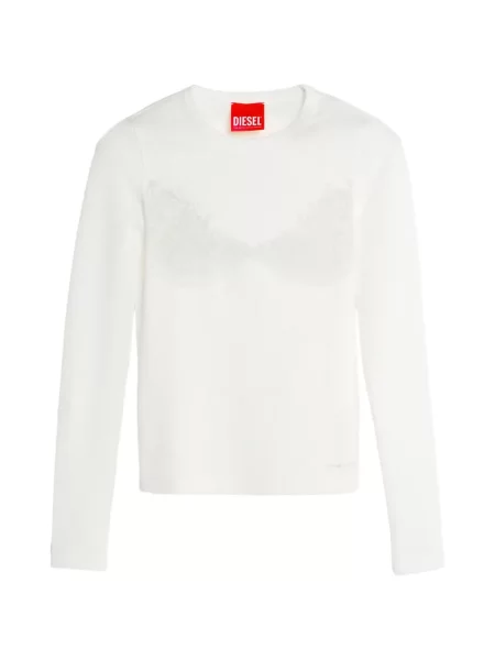 Tricou Diesel cu imagine din dantelă alb