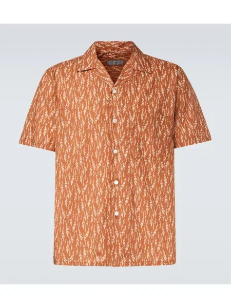 Košeľa Canali s potlačou hnedá