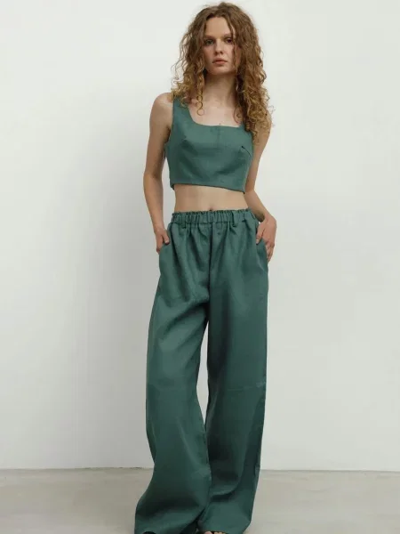 Лляний Топ HARVEST Grace смарагдовий