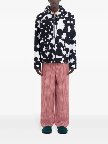 Bluza z kapturem Marni w kwiatki z nadrukiem czarna