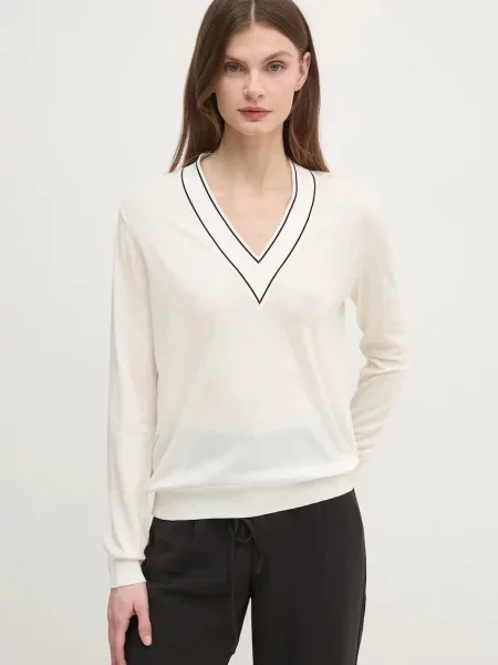 Mos Mosh sweter wełniany lekki beżowy