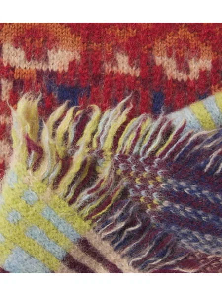 Vlnený kockovaný šál Dries Van Noten so strapcami