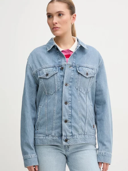 Pepe Jeans geaca jeans BOYFRIEND JACKET de tranzitie albastru