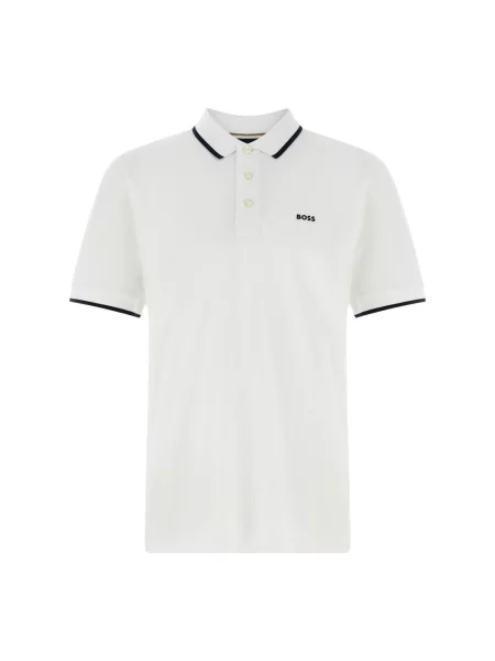 Koszulka polo Hugo Boss z nadrukiem klasyczna ze stójką biała