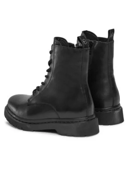 Kožené šněrovací kotníkové boty Tamaris černé