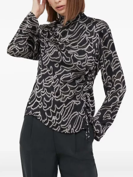 Top Sisley cu imagine cu imprimeu abstract negru