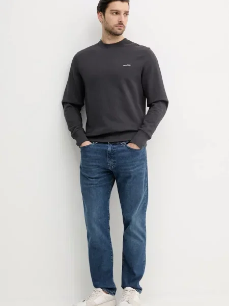 Bluza nierozpinana Calvin Klein Jeans z dekoltem w kształcie litery U szara