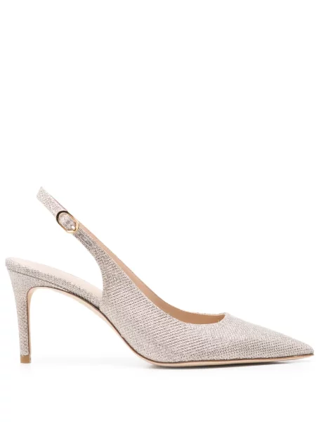 Pantofi cu toc Stuart Weitzman slingback argintiu