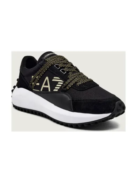 Sneakers cu adaos de piele negru