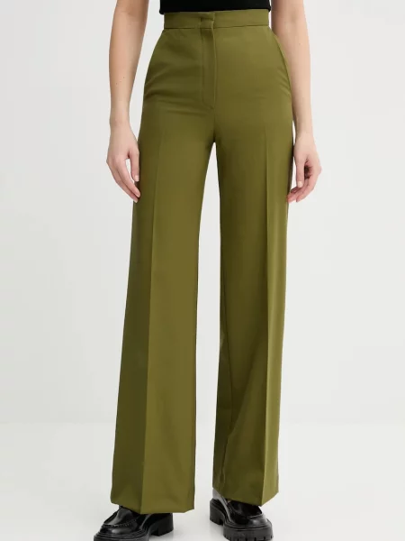 PS Paul Smith pantaloni de lână lat high waist verde