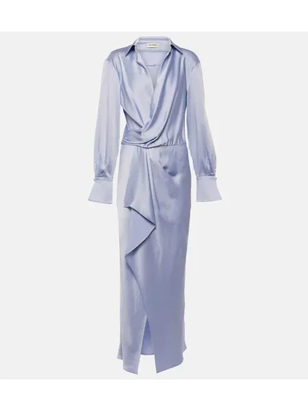 Satynowa maksi sukienka maxi Simkhai garniturowa niebieska