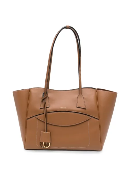 Geantă shopper Hidesins din piele cu imagine maro
