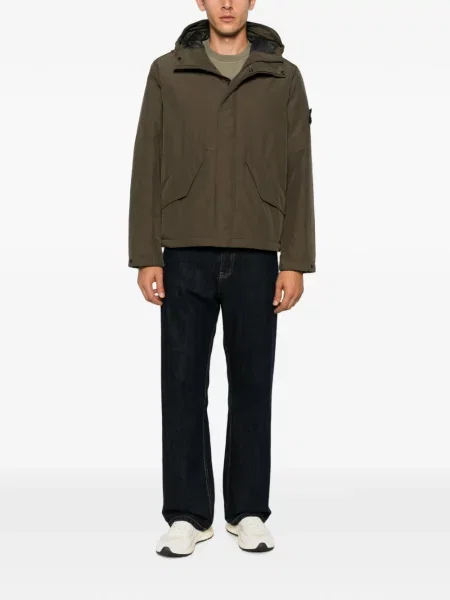 Geacă Stone Island cu glugă cu strasuri verde