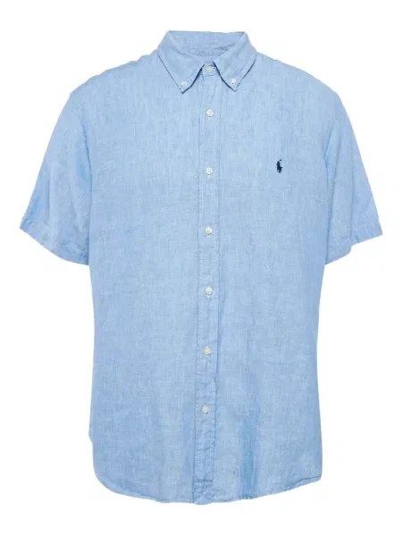 Lanena majica s kapuljačom Polo Ralph Lauren kuglice siva