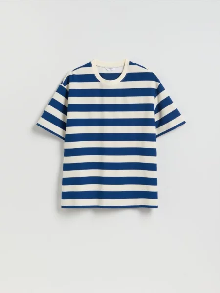 Reserved Tricou cu croială boxy în dungi crem