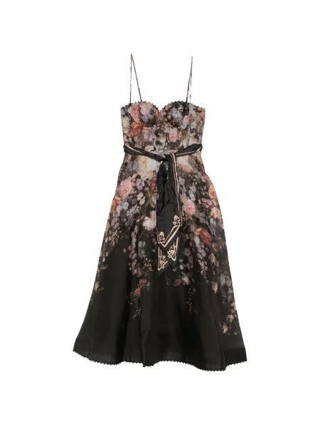 Rochie midi Zimmermann cu model floral cu imagine negru