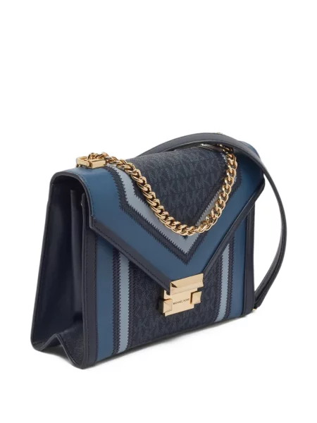 Geantă shopper Michael Michael Kors din piele cu autograf albastru