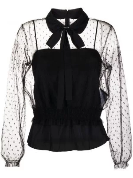 Bluză Red Valentino cu buline transparente negru