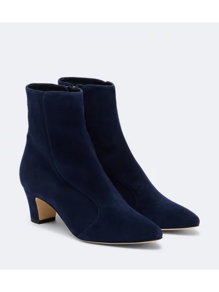 Cizme scurte Manolo Blahnik din piele de căprioară albastru