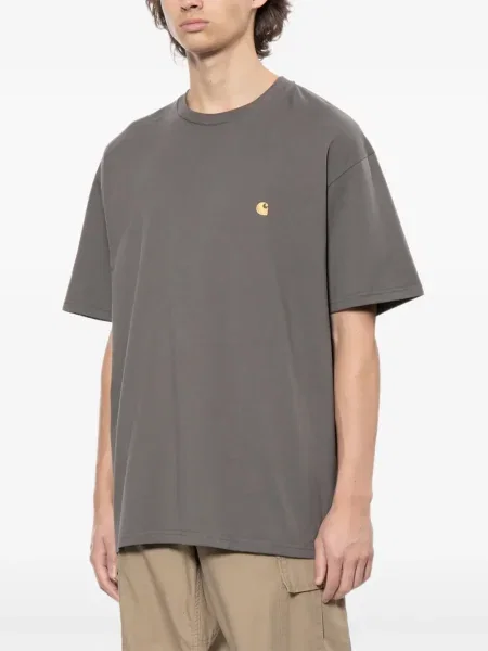 Siuvinėtas marškinėliai Carhartt Wip kaušelis violetinė