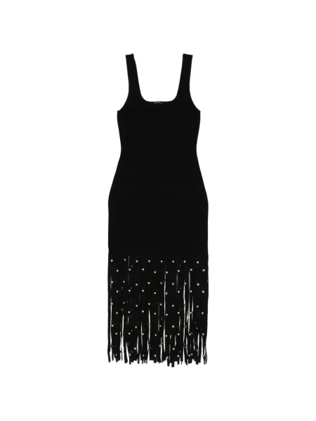 Rochie midi Simkhai cu franjuri până la genunchi de costum negru