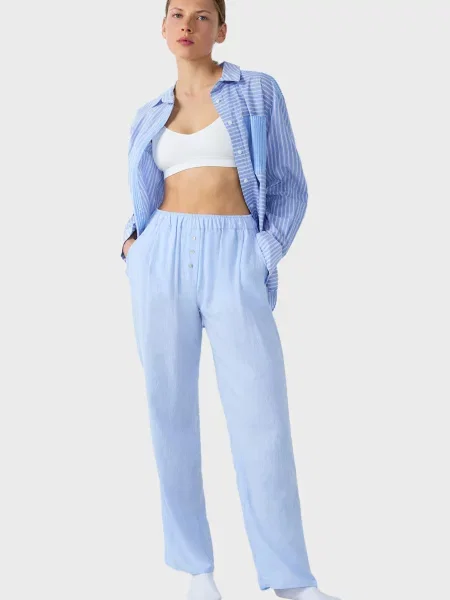 Льняная пижама Etam голубая