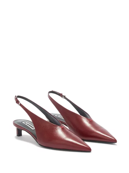 Czółenka Jil Sander skórzana z otwartą piętą czerwona