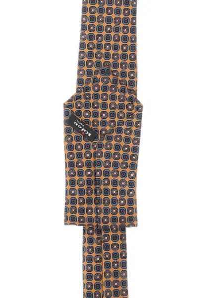 Cravată Kiton cu imprimeu geometric maro