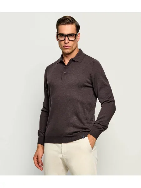 Tricou polo Fay de lână maro
