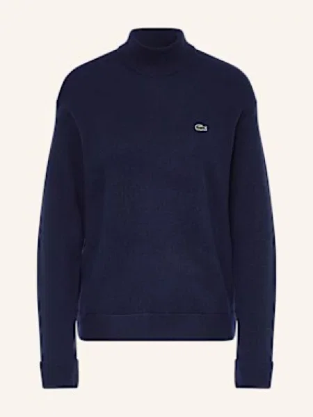 Sweter Lacoste wełniany klasyczny niebieski