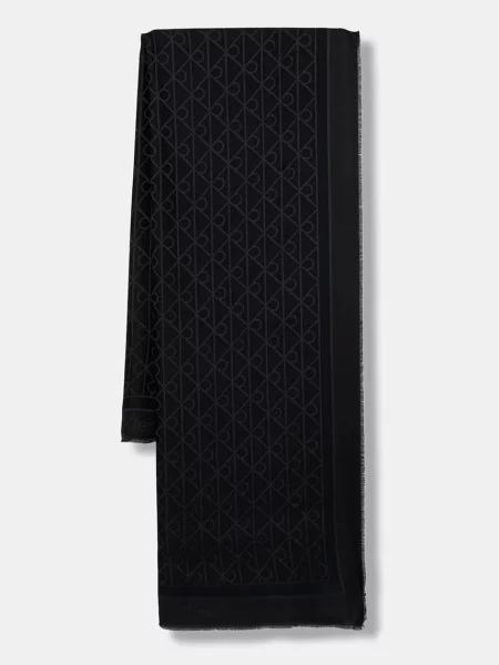 Fular Calvin Klein Emblem Aop Glossy Tonal Scarf negru