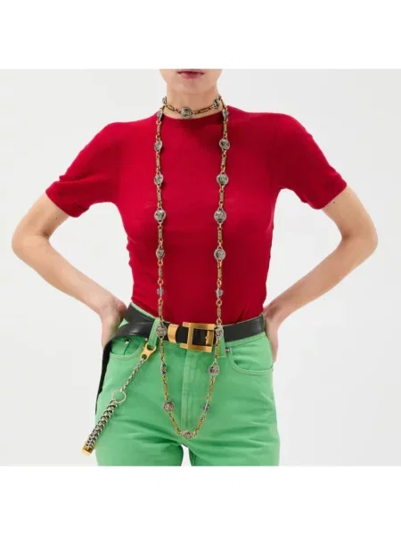 Haftowana koszulka Versace wełniana czerwona