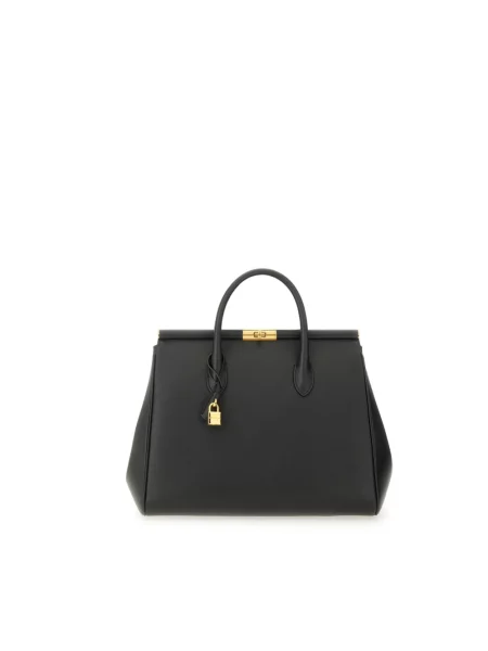 Lniana torebka Dolce And Gabbana czarna