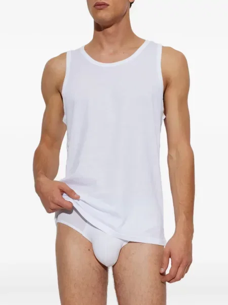 Pijamale Emporio Armani fără mâneci alb