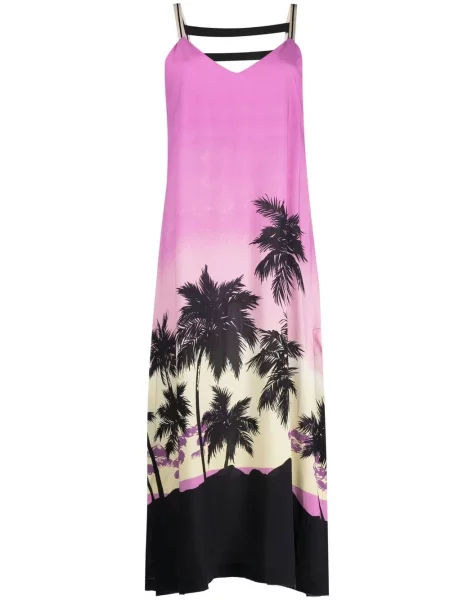 Rochie midi Palm Angels cu imagine până la genunchi de costum violet