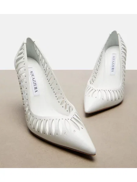 Pantofi cu toc Aquazzura din piele alb