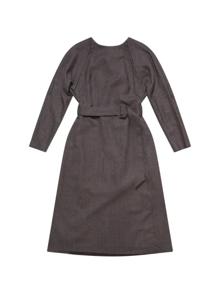 Sukienka midi Mm6 Maison Margiela do kolan garniturowa brązowa